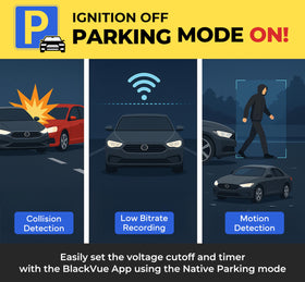 BlackVue DR970X Plus II parking mode enables continuous surveillance while parked.