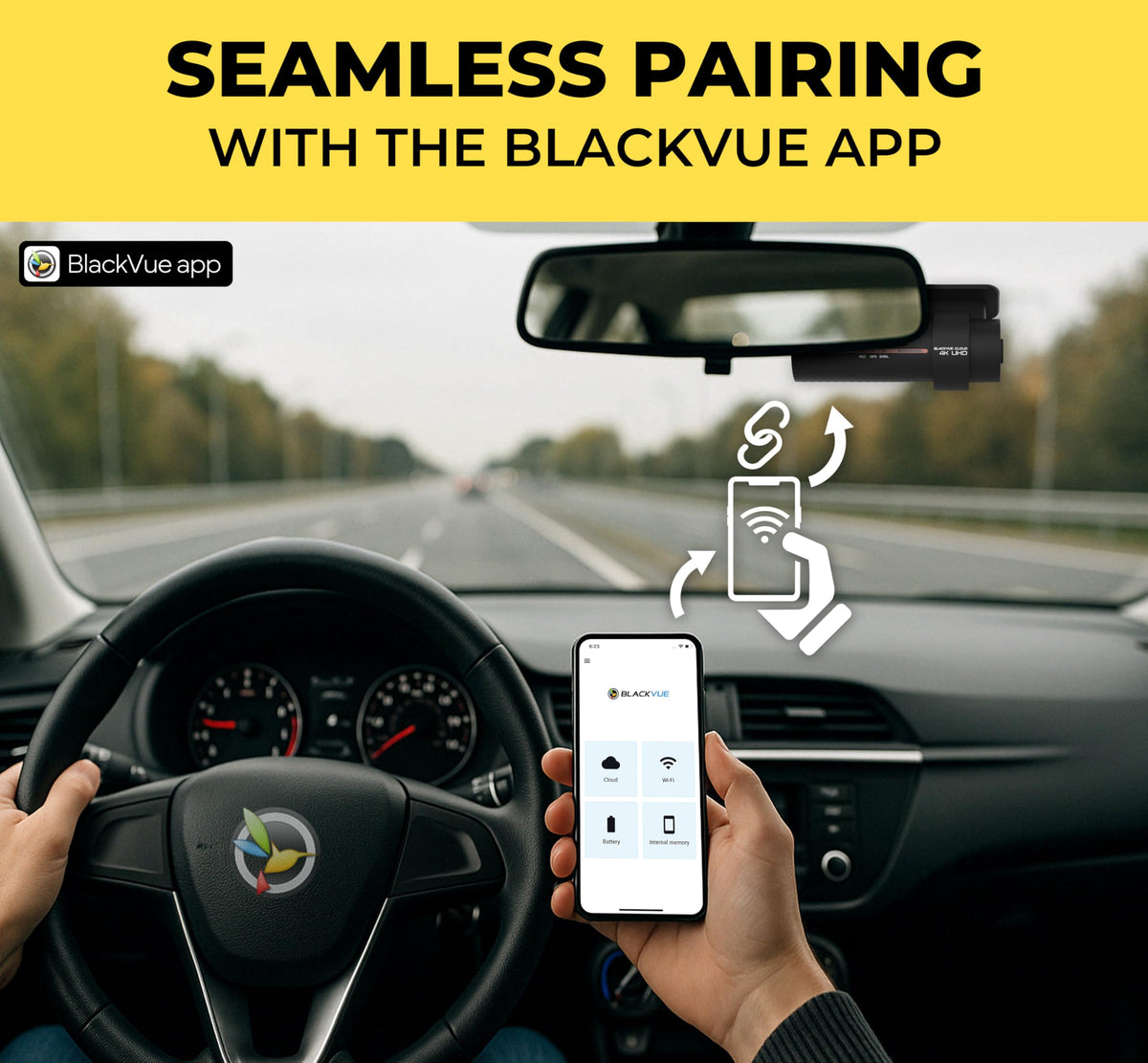 BlackVue DR970X Plus II WiFi app enables quick playback and downloads.