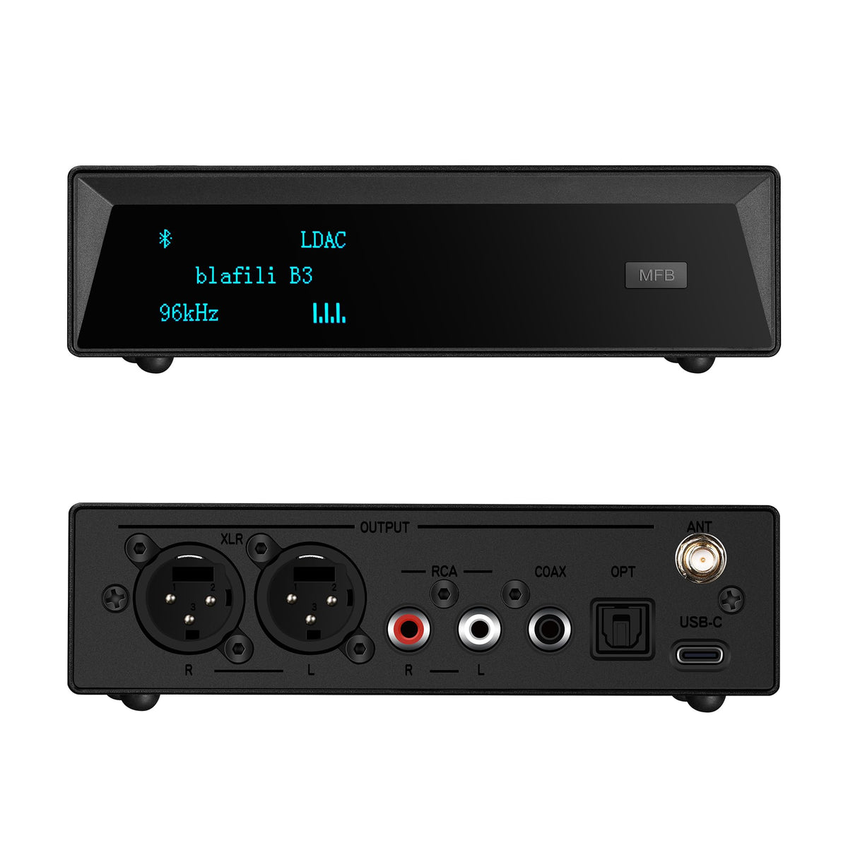 blafili B3 Bluetooth receiver front view for compact studio or stage setups.