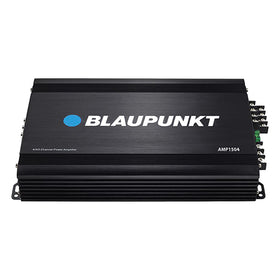 Blaupunkt AMP1504 rear/outputs photo shows 4-channel connections for a multi-speaker setup.