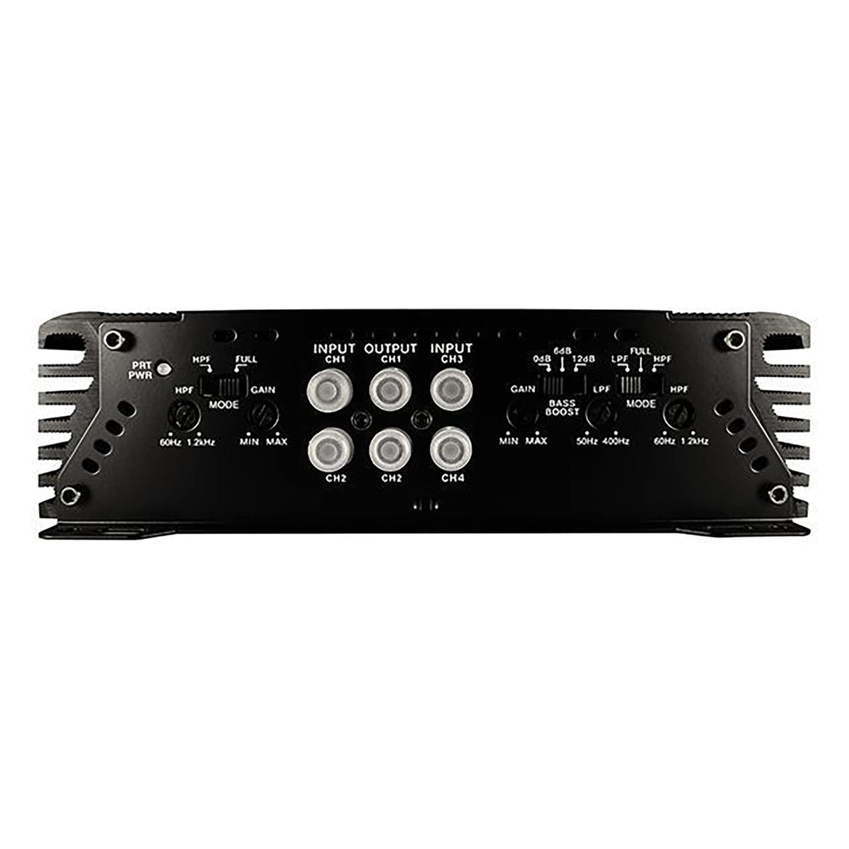 Blaupunkt AMP1504 side panel shows slim profile ideal for trunk installation.