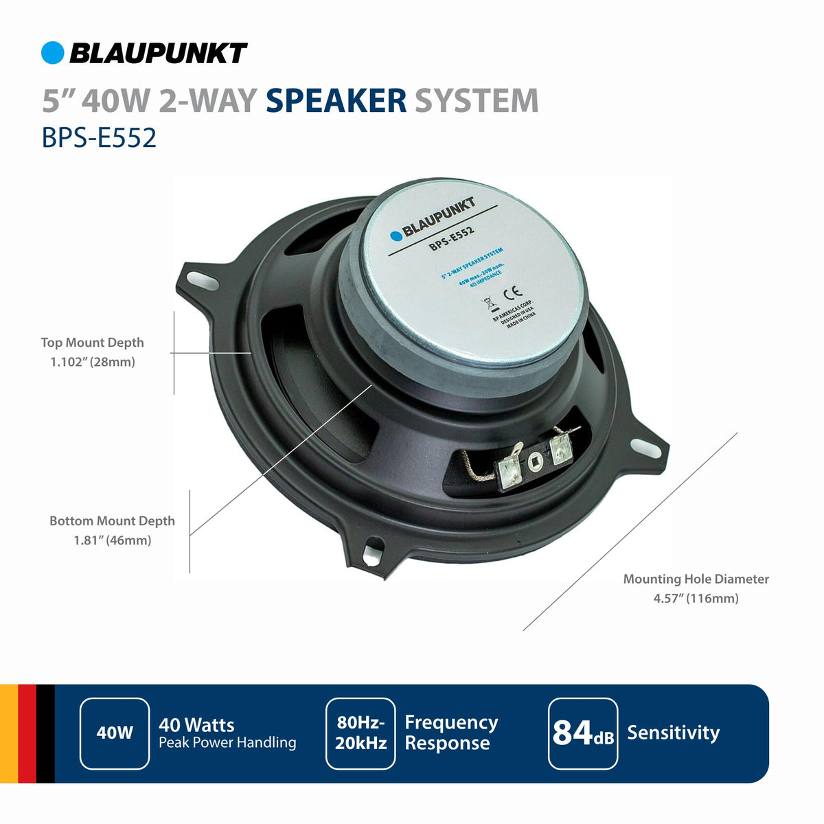 Blaupunkt BPS-E552 one point two inch tweeter delivering crisp highs and detailed vocals
