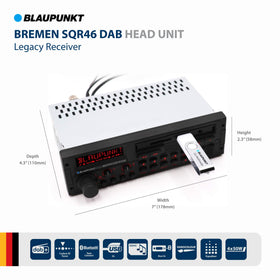 BLAUPUNKT Bremen SQR 46 DAB retro illuminated display for easy night viewing.
