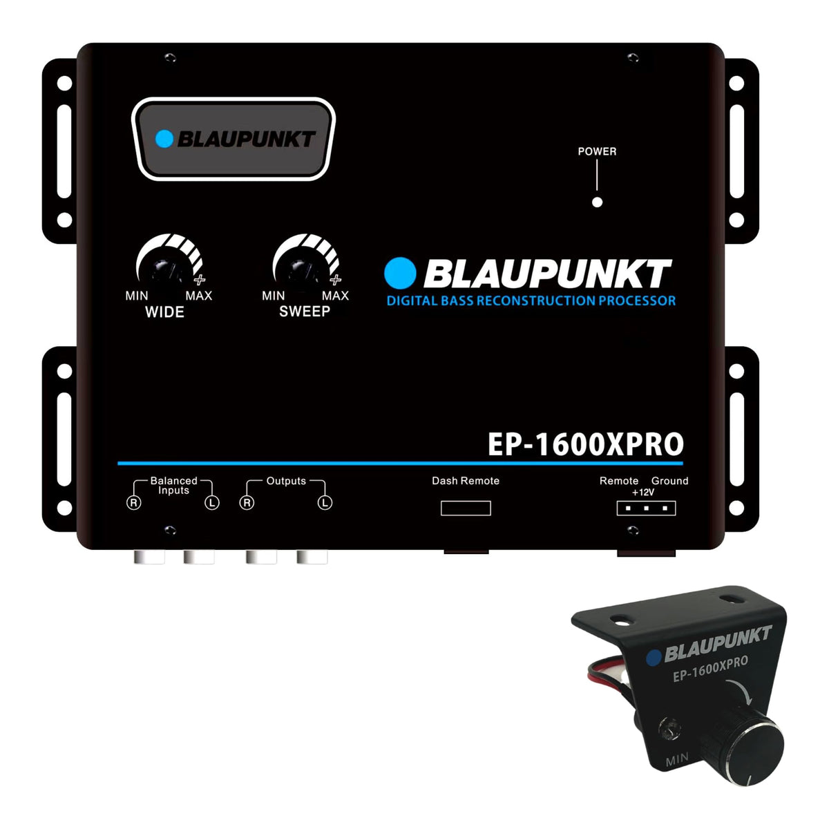 BLAUPUNKT EP-1600XPRO front panel showing controls and LEDs, clearer bass tuning
