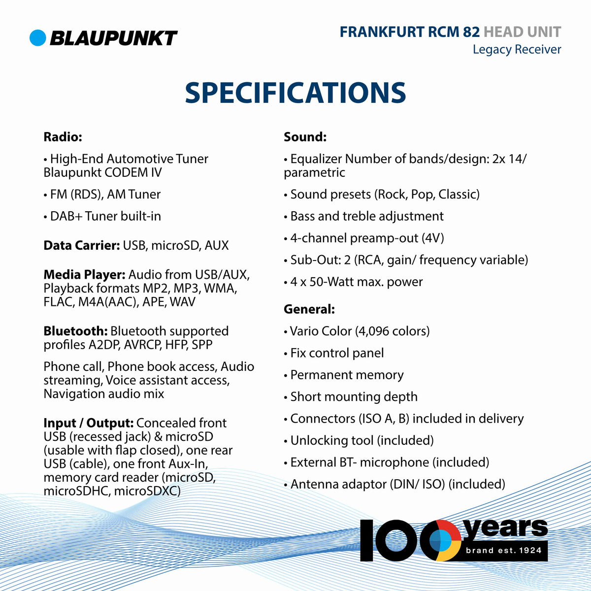 Blaupunkt Frankfurt RCM 82 DAB DAB+ tuner ensures reliable reception