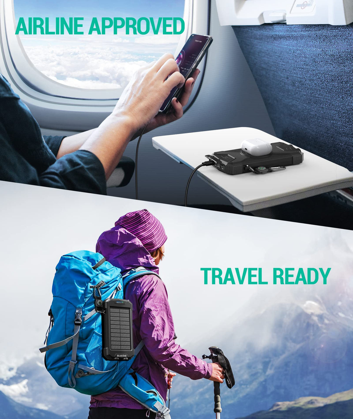 BLAVOR camping setup with backpack showing outdoor-ready rugged reliability
