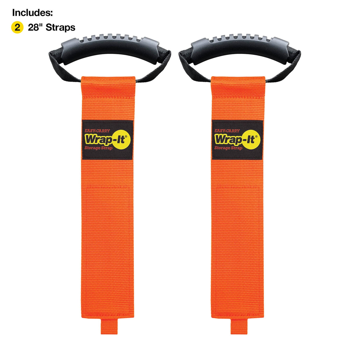 Blaze Orange Wrap-It Storage strap shows durable polypropylene and heavy-duty hook.