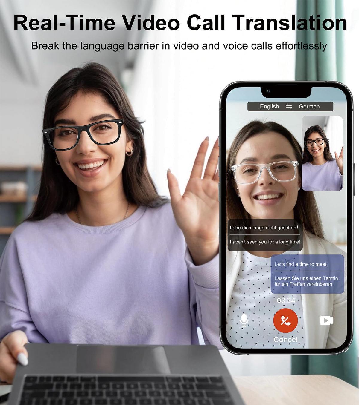 BLESSSOURCE AI glasses performing photo translation anywhere.