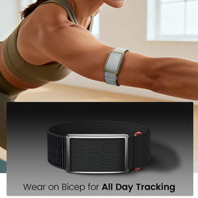 BlikWyt worn on bicep demonstrating stable tracking during exercise benefit
