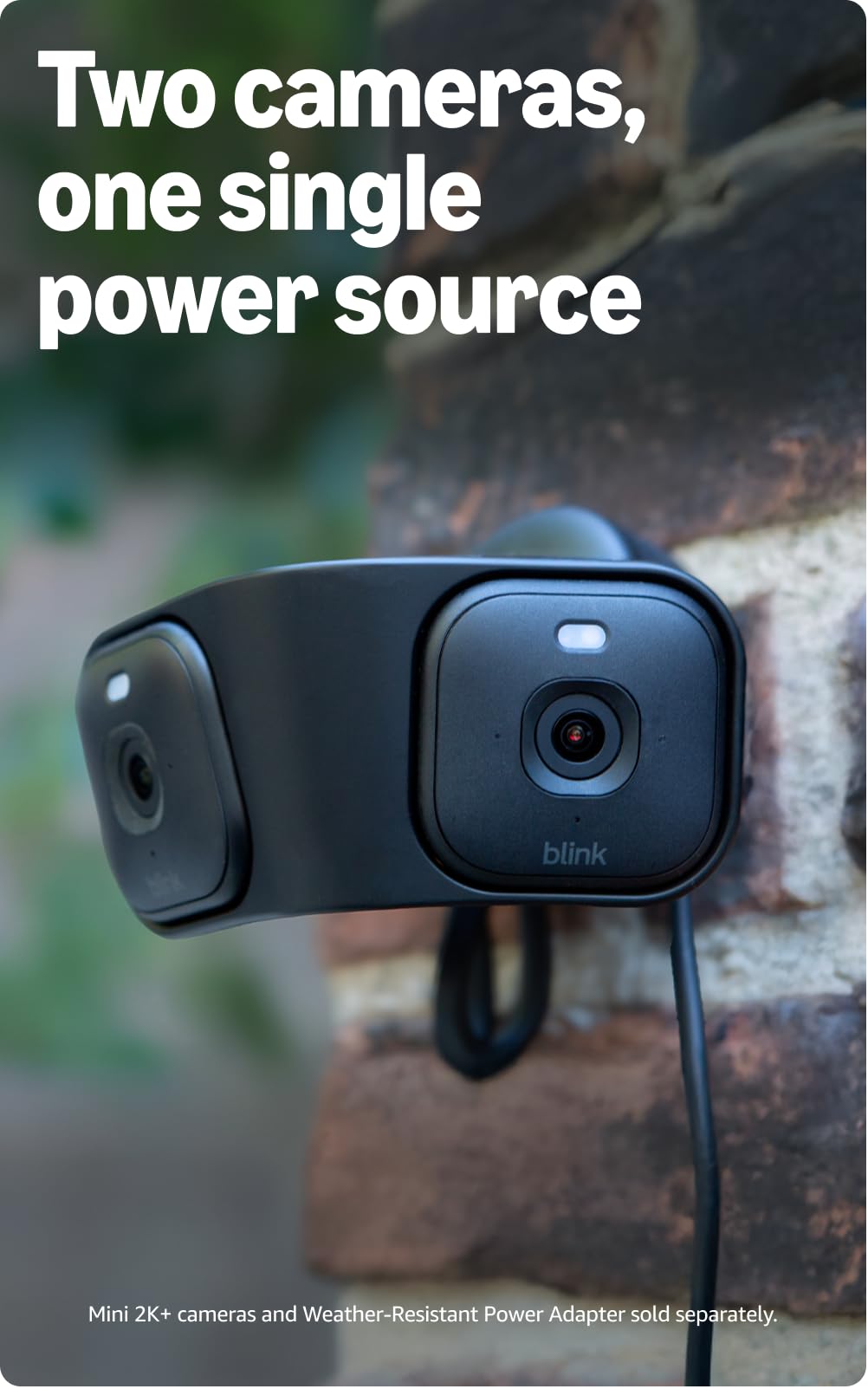 Blink Arc weather-resistant splitter powering two cameras with a single cable.