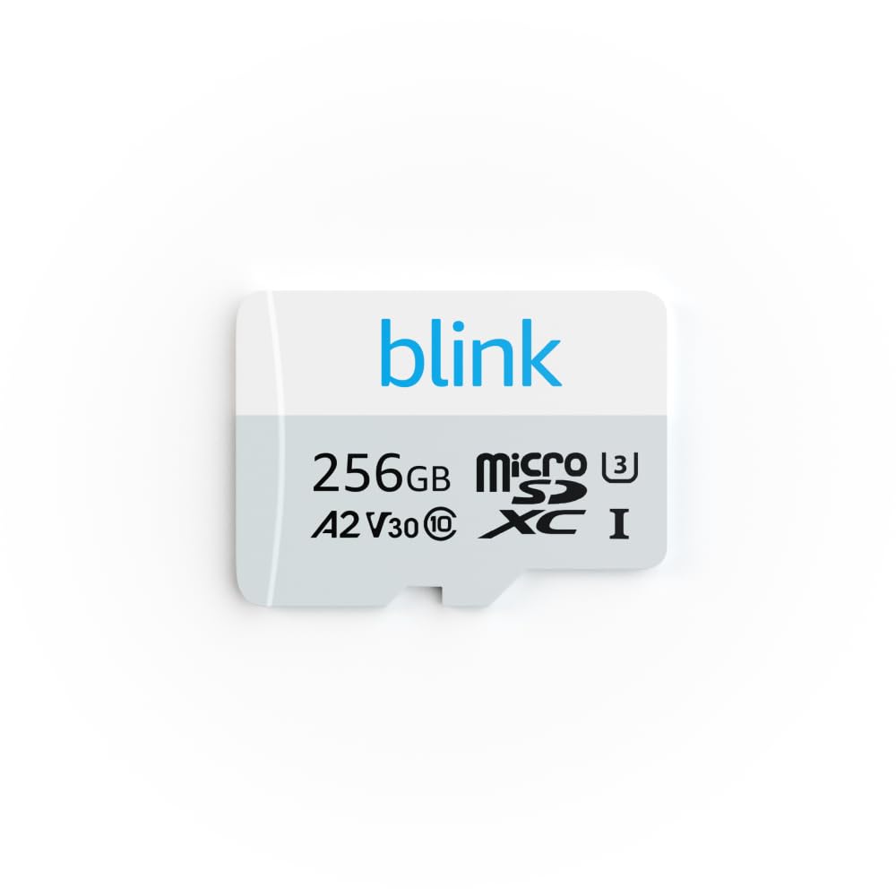 Blink front packaging showing 256GB MicroSD card and benefits