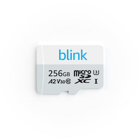 Blink front packaging showing 256GB MicroSD card and benefits
