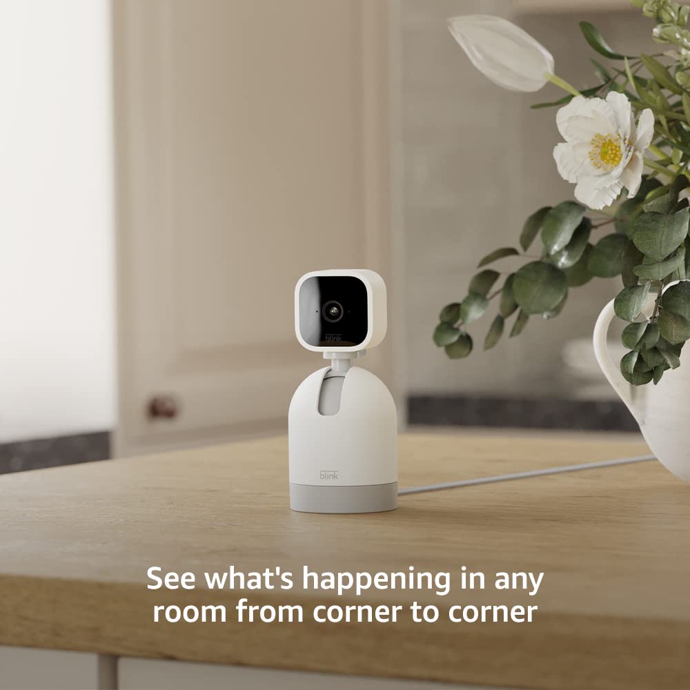 Blink Mini mounted on wall showing Blink camera covering a wide indoor area