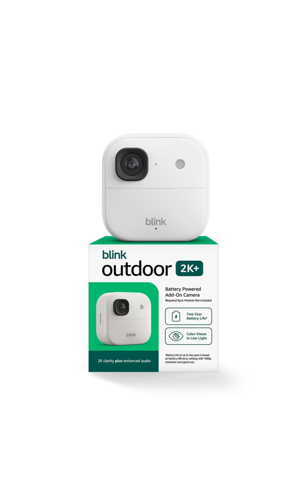 Blink Outdoor 2K+ camera front view for clear porch monitoring.