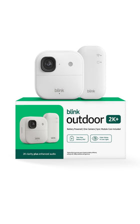 Blink Outdoor 2K+ camera front view for reliable outdoor monitoring.