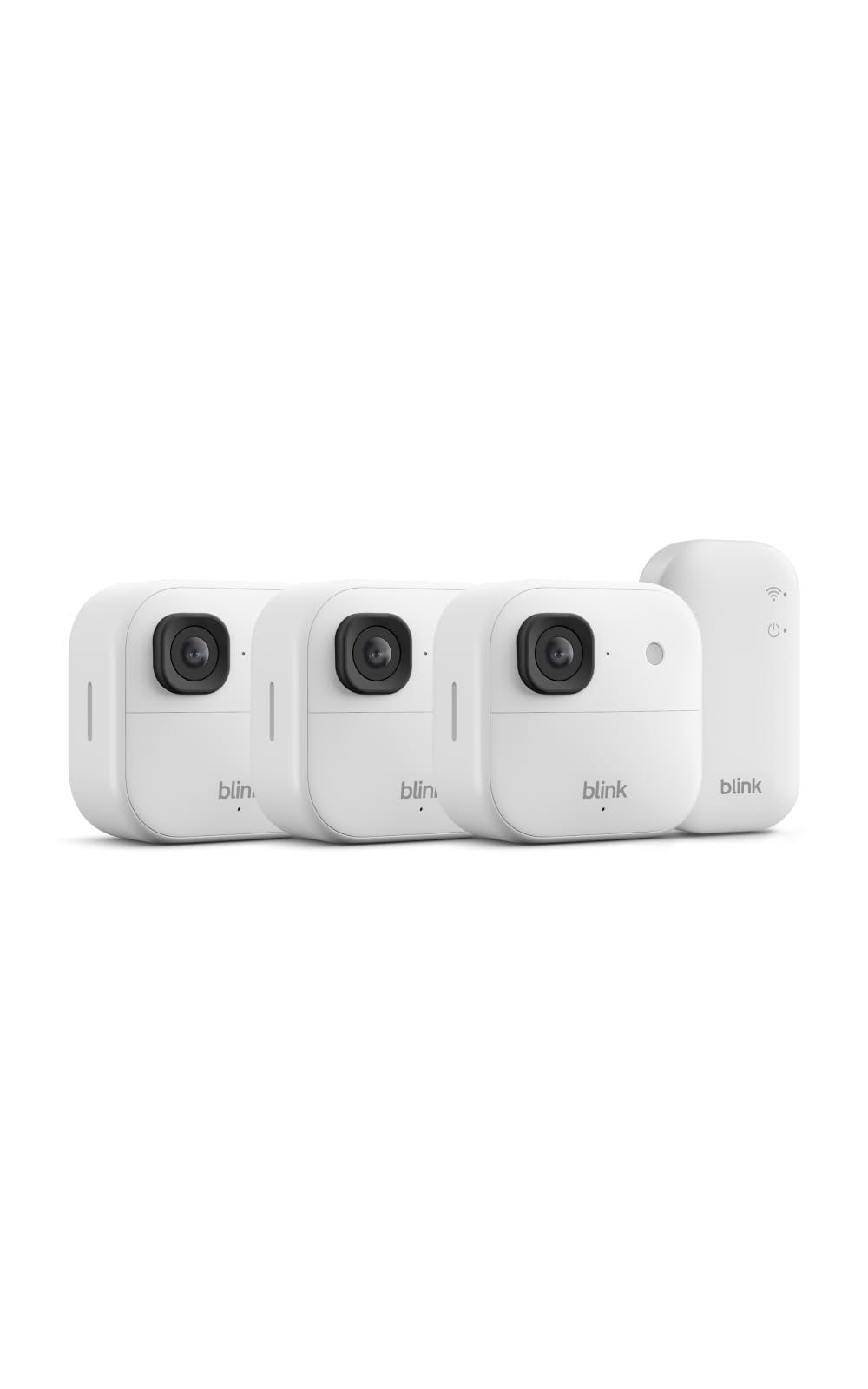 Blink Outdoor 2K+ front view with sharp color video for daylight monitoring.