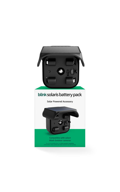 Blink Solaris front view showing compact panel and sleek black finish for discreet charging