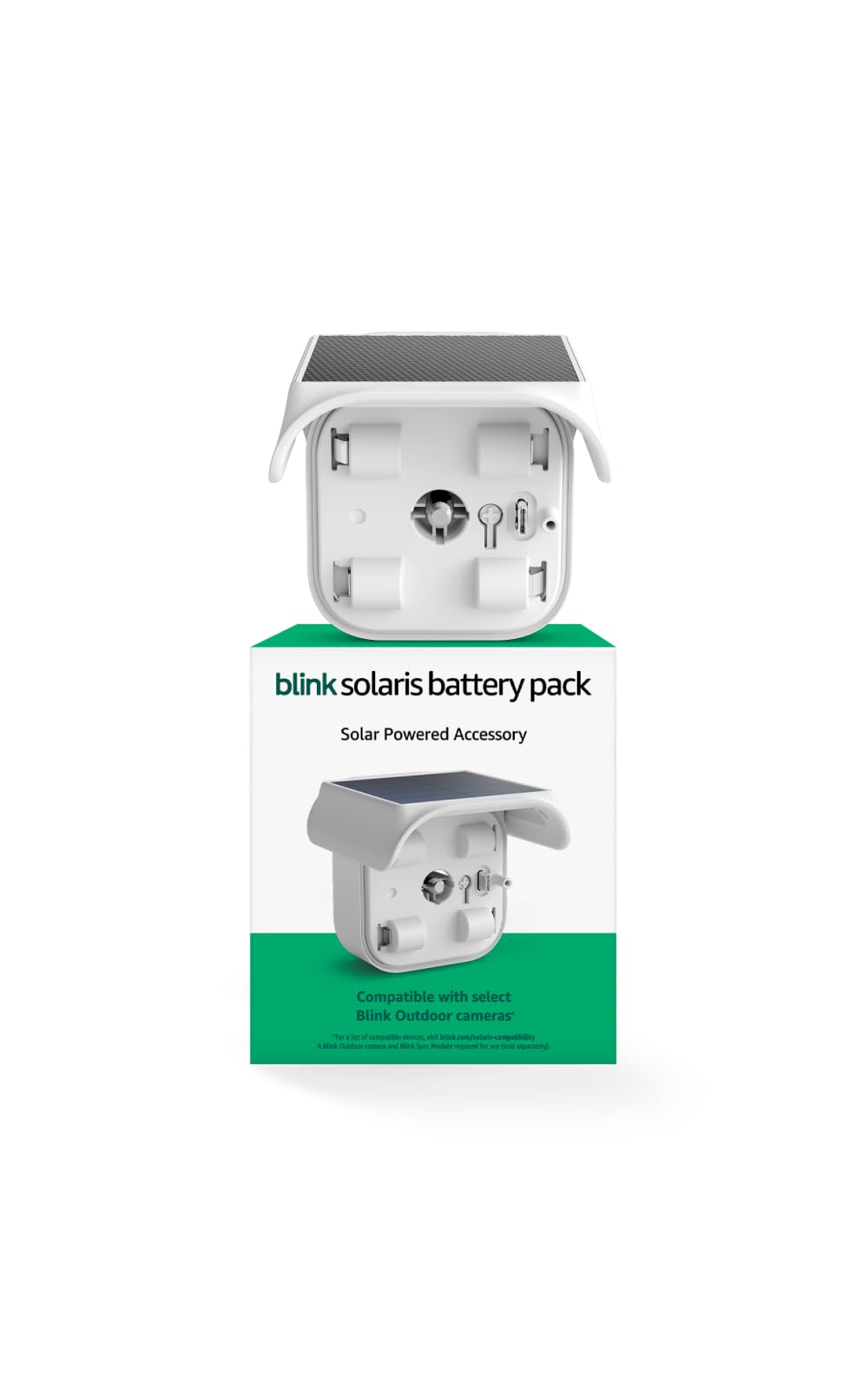 Blink Solaris front view showing compact panel and easy install benefit