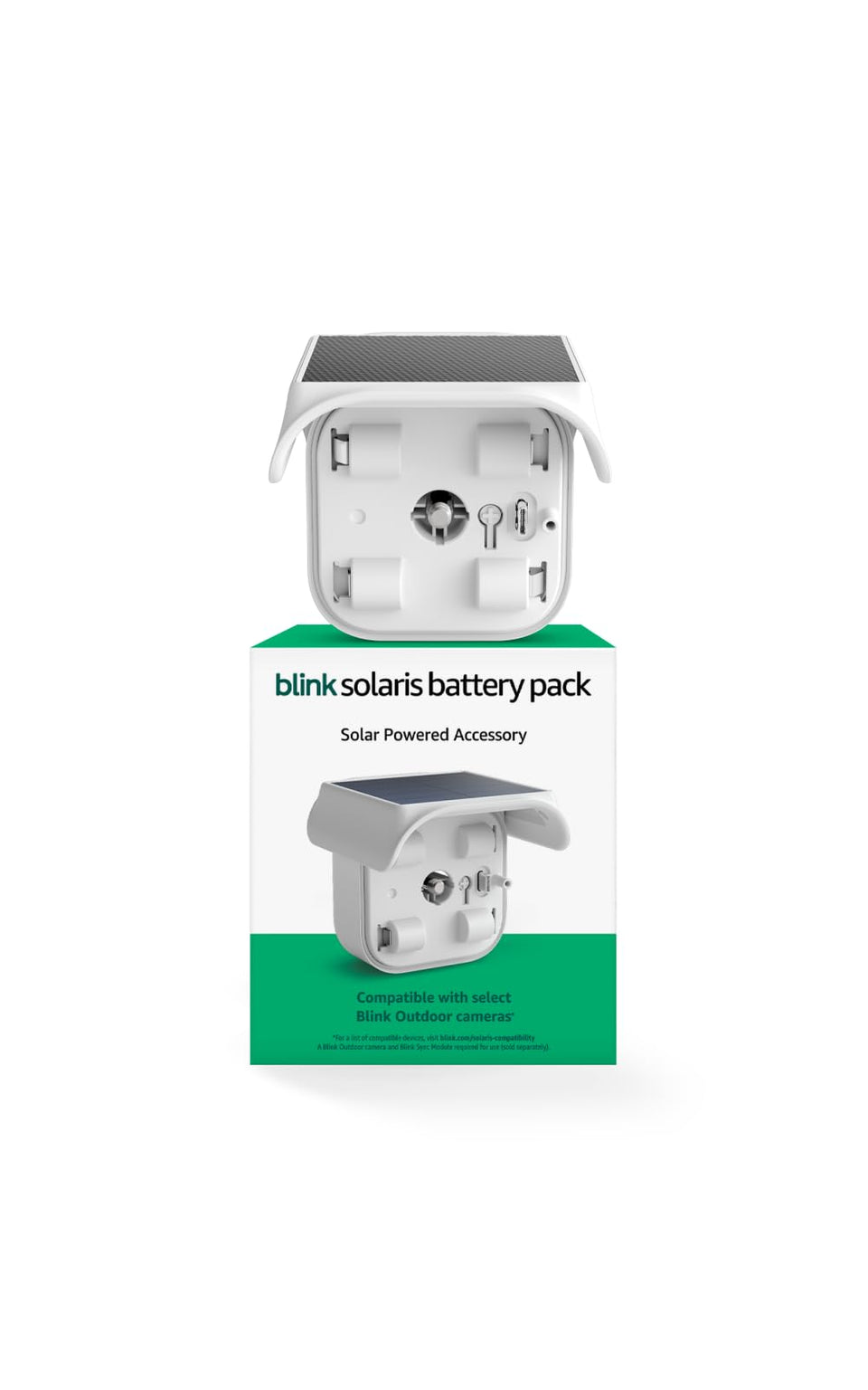 Blink Solaris front view showing compact panel and easy install benefit