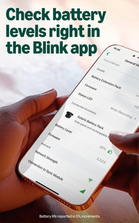 Blink Solaris weather-seal detail showing IP65 protection and outdoor reliability benefit