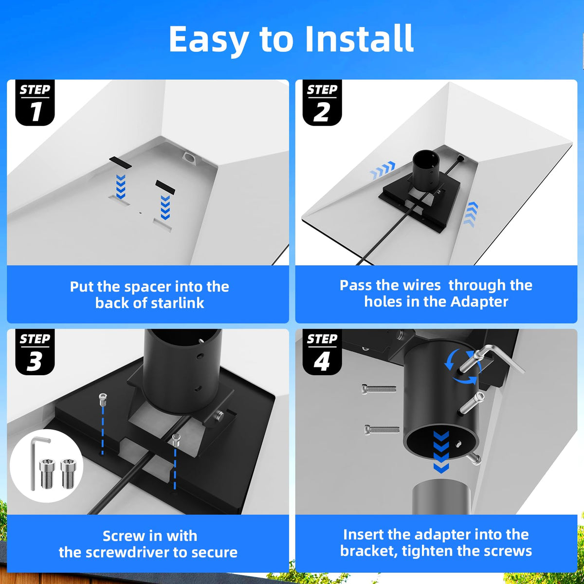 Bloazzup compatible with Starlink 4/4X, V3, V4 without pipe.