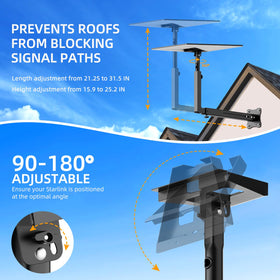 Bloazzup Starlink extralong mount hidden cable holes protect cables.