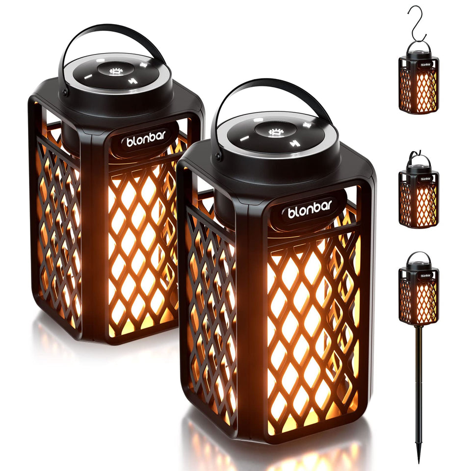 Blonbar flame speaker on patio creates warm ambience with LED flame