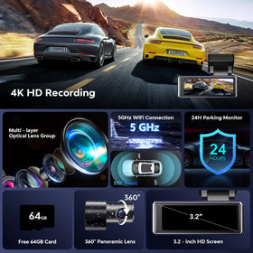 Blu7ive dash cam rear 360-rotation enables interior shots or exterior rear footage
