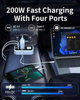 Blubluman 12V to 110V converter powers laptops on road trips.