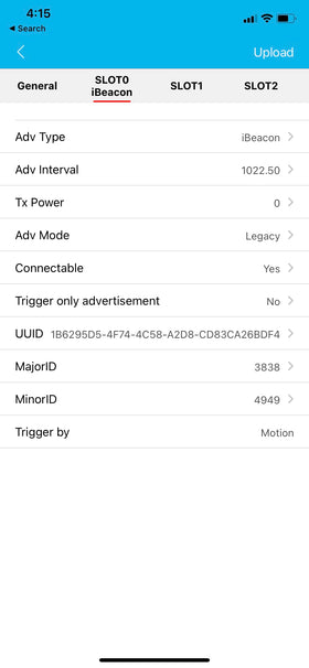 Blue Charm Beacons BC04P-MultiBeacon battery life visible in app for planning.