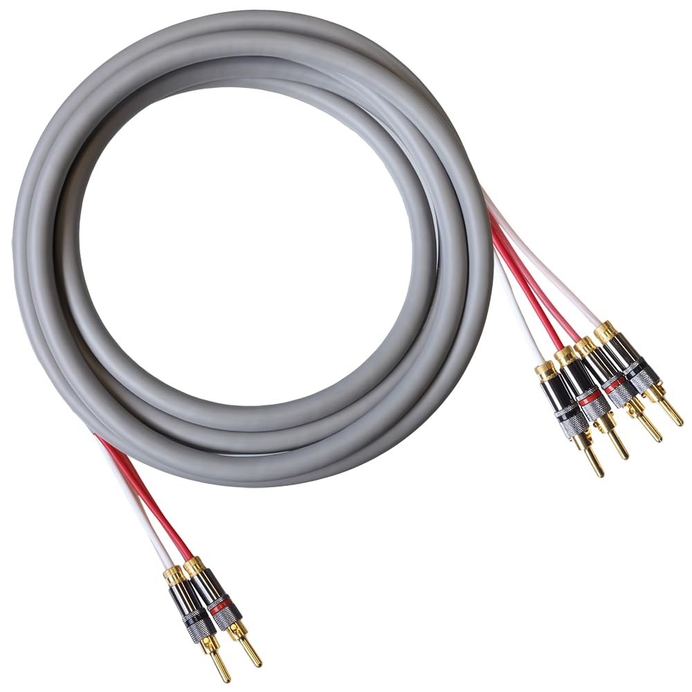Blue Jeans Cable Canare 4S11 bi-wire termination close-up for clean signal.