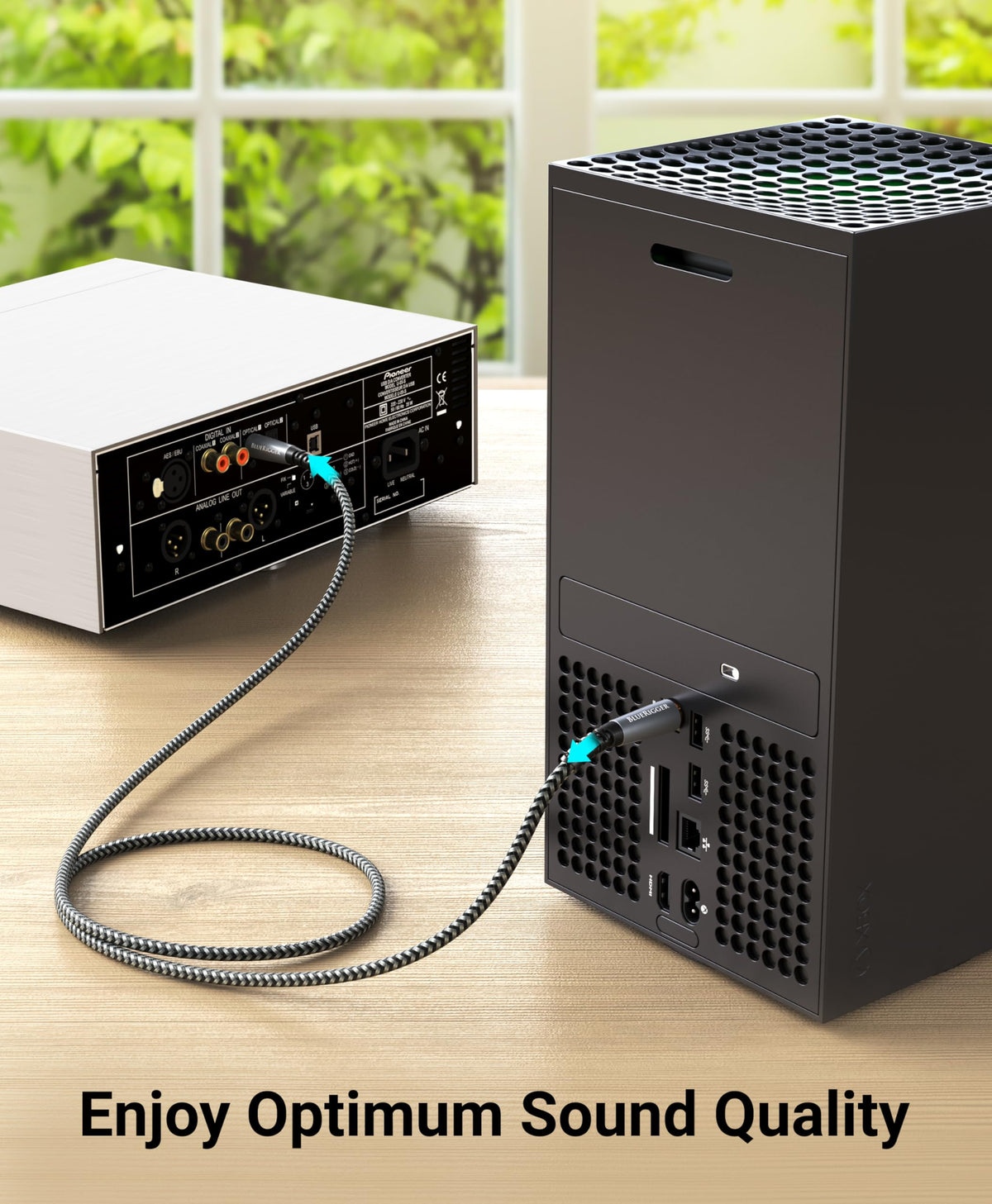 BlueRigger Toslink cable braided sleeve resists wear for lasting connections