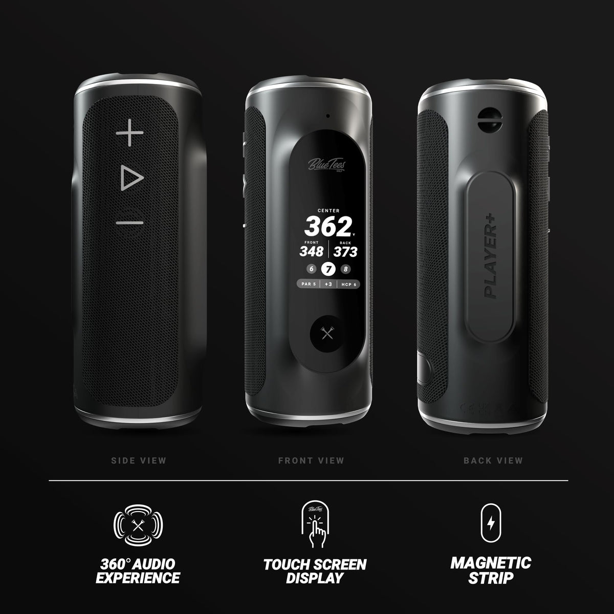 Blue Tees Golf Player+ score keeping tracks rounds directly on the device.