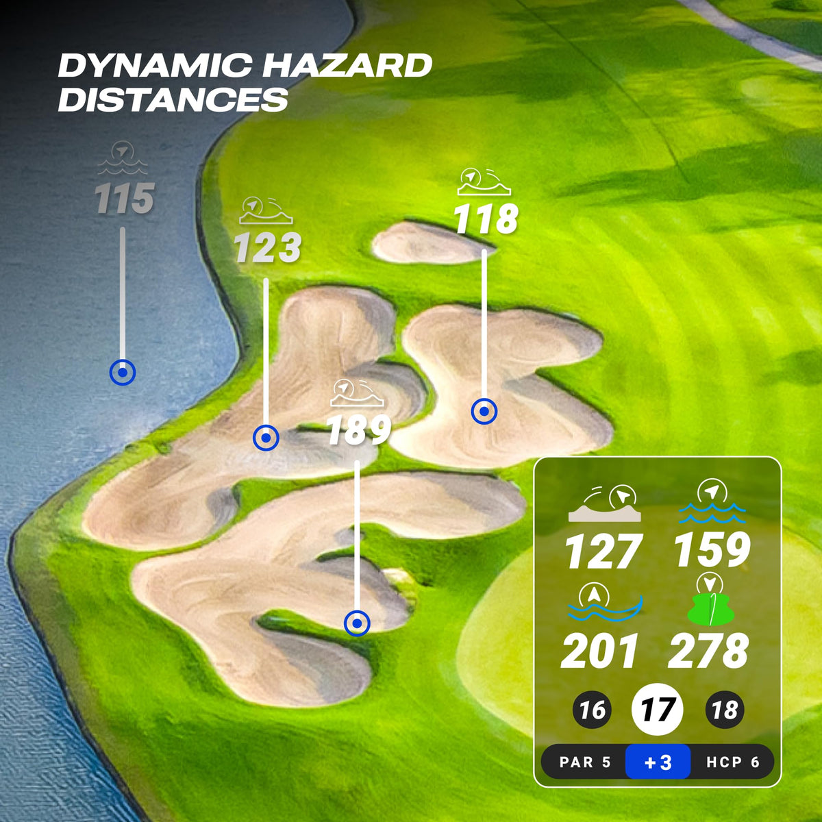 Blue Tees Golf Player Pro AI club recommendations support shot choices.