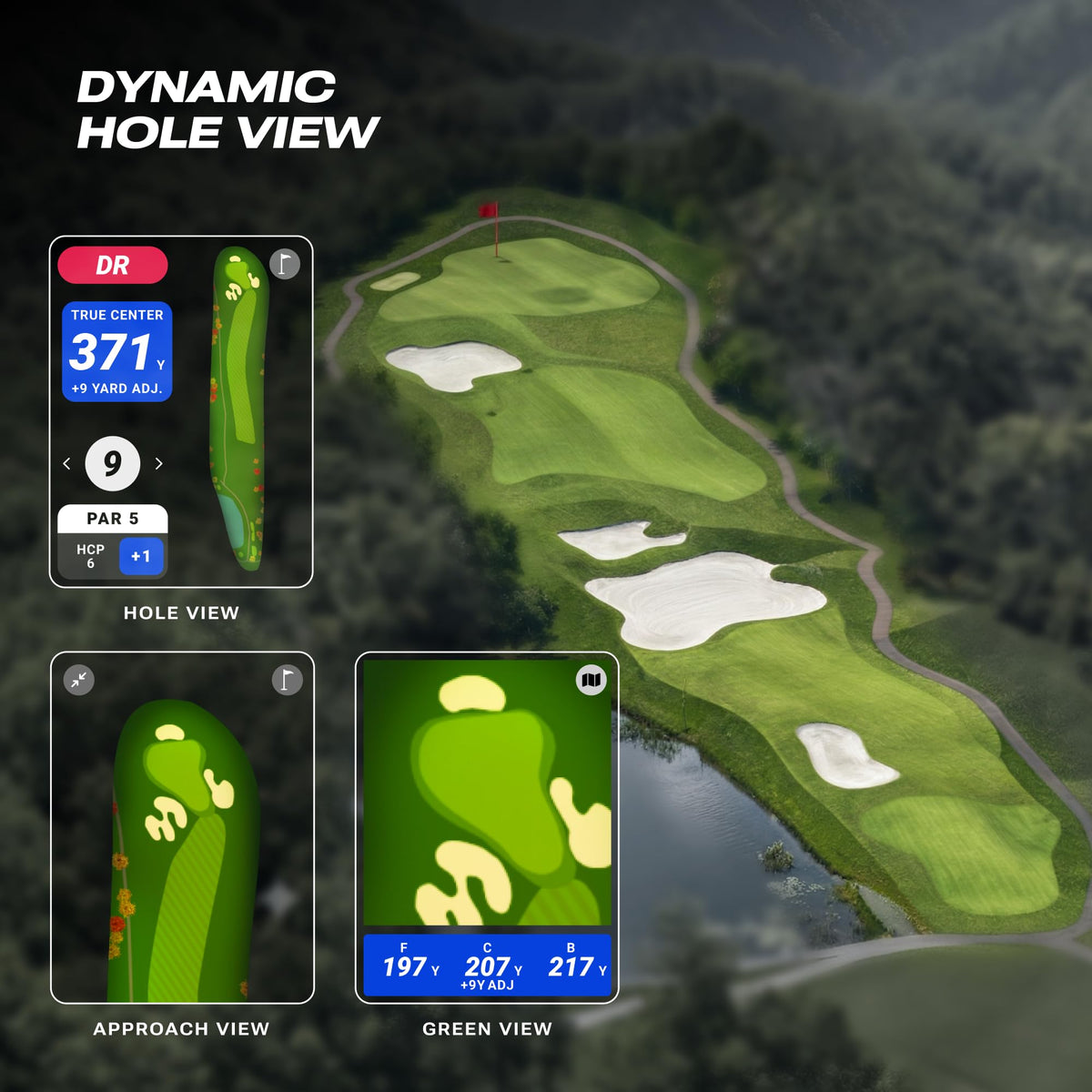 Blue Tees Golf Player Pro green heatmaps reveal hole layout and undulations.