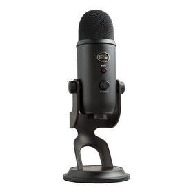 Blue Yeti Blackout Edition renewed front view for studio-grade recording