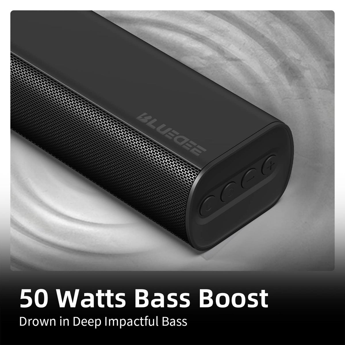 Bluedee 16-inch sound bar side view showing slim depth