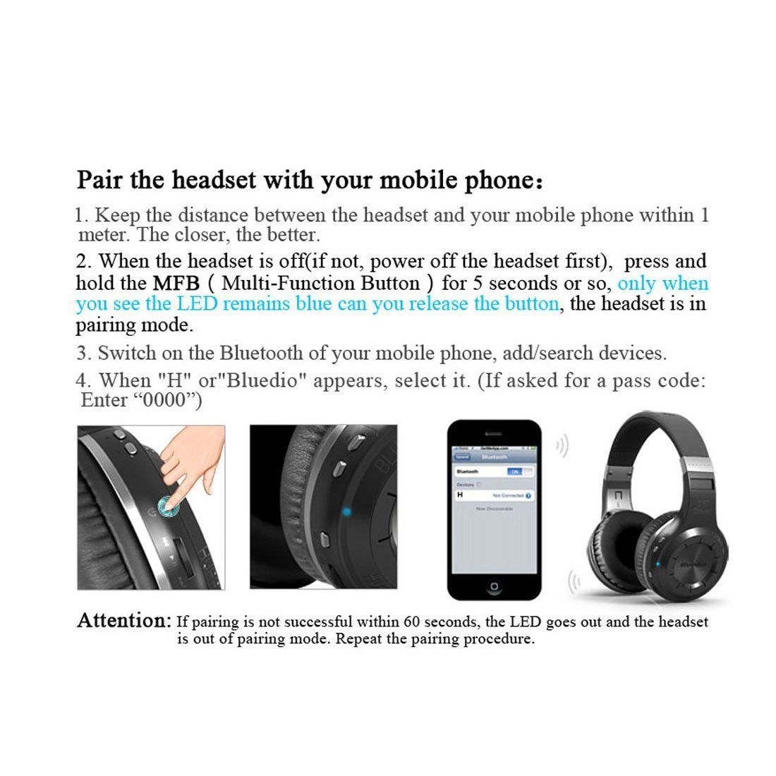 Bluedio HT Turbine Audio Sharing feature enabling second headphone connection.