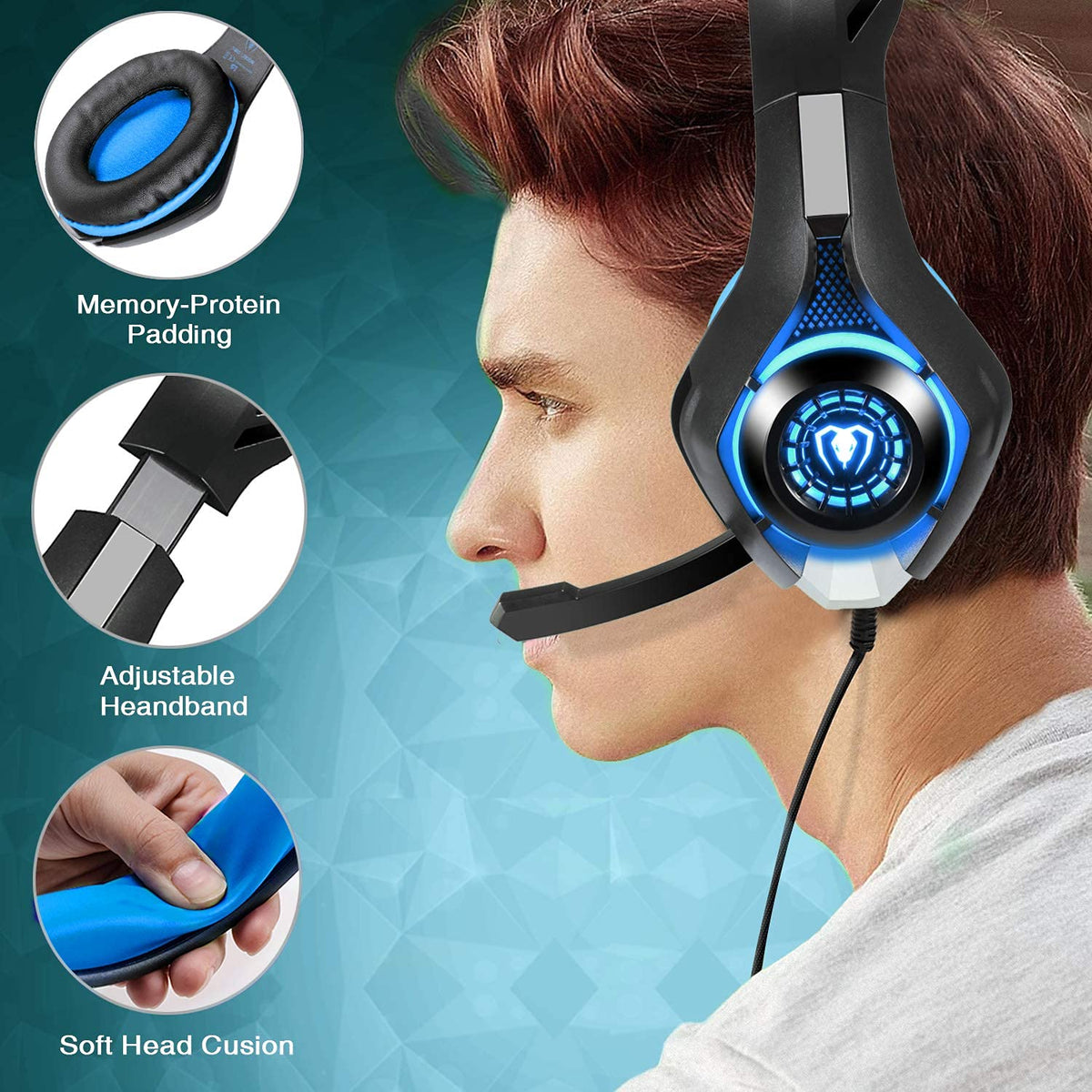 BlueFire aluminum headband provides durable, flexible support.