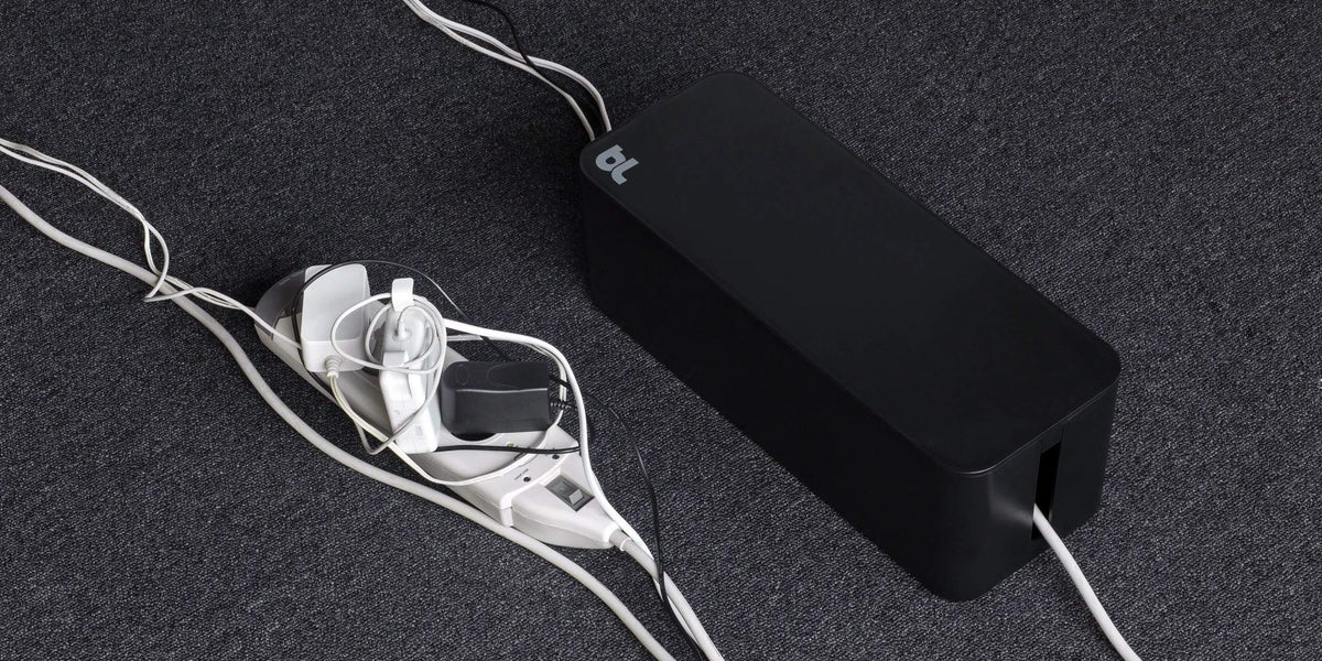 Bluelounge CableBox Mini with four-socket surge protector keeps chargers organized