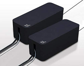Bluelounge CableBox Mini showing inside cables neatly stored for a clutter-free desk