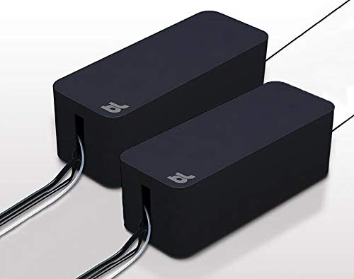 Bluelounge CableBox Mini showing inside cables neatly stored for a clutter-free desk