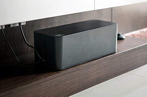 Bluelounge CableBox Mini lid closed for a dust-free, tidy workspace
