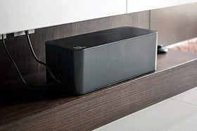 Bluelounge CableBox Mini lid closed for a dust-free, tidy workspace