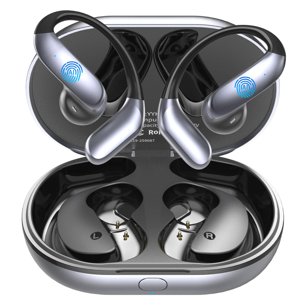 Bluemaison translation earbuds in case for travel and charging.