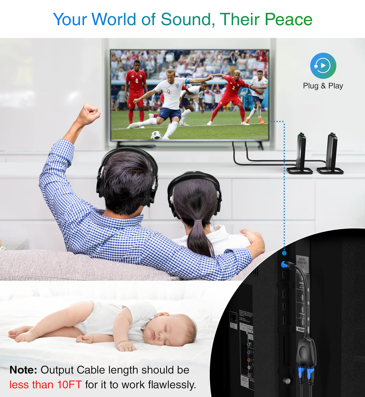 BlueRigger 1x2 optical output to two devices supports PCM and DTS.