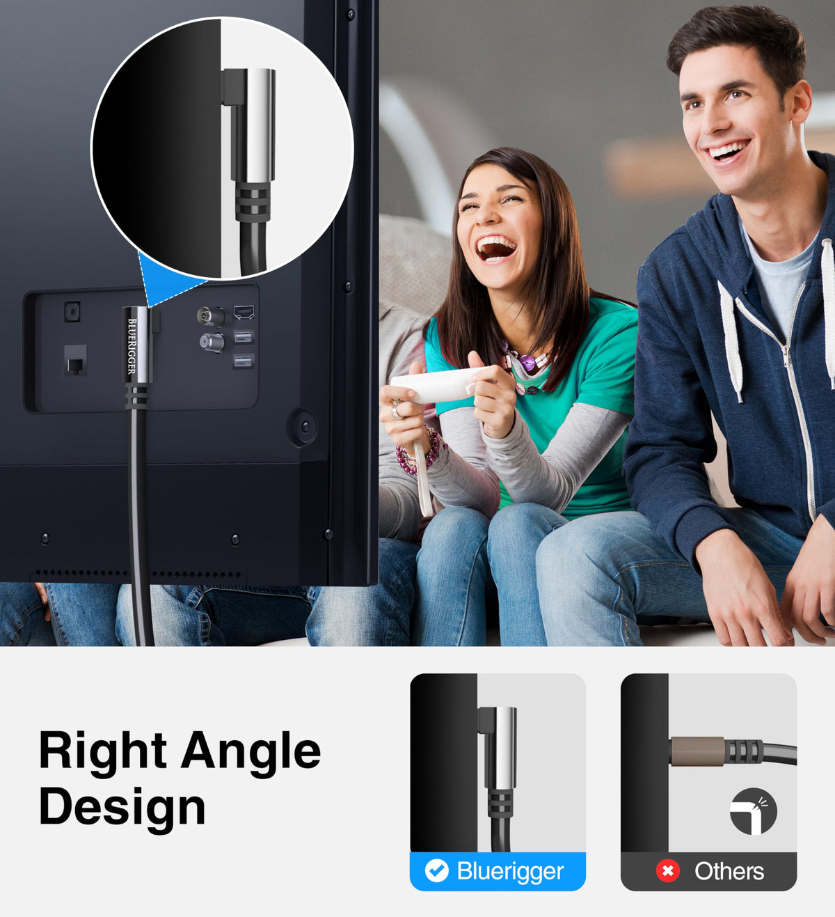 BlueRigger aluminum shell protects connectors during frequent use and plugging in.