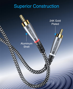 BlueRigger aluminum shell RCA cable offers durable shielding and premium build