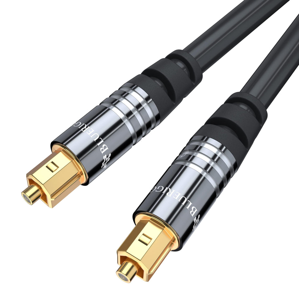 BlueRigger Digital Toslink 25ft cable with aluminum shell for durable, premium audio connections.