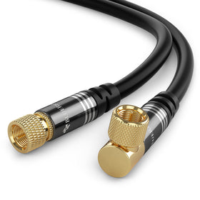 BlueRigger front view of 90° angled to straight F-type connector showing clean fit and easy access